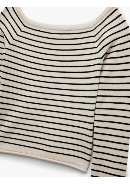 Uzun Kollu Kayık Yaka Triko Kazak indirimleri