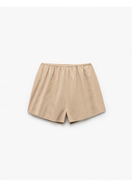 Pamuklu Yüksek Bel Fistolu Brodeli Mini Şort fırsatları