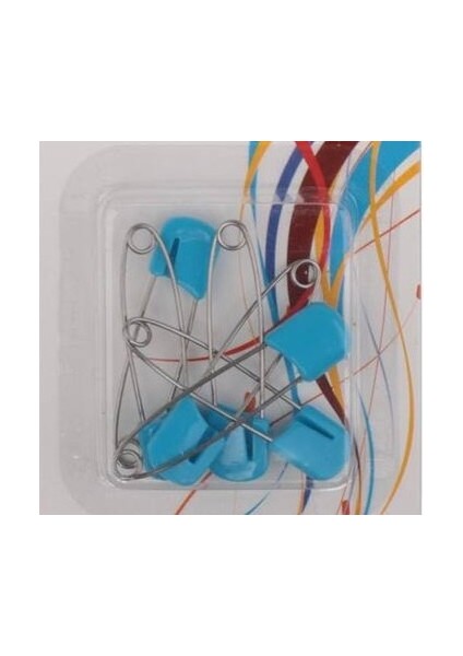 Plastik Başlı Emniyetli Çengelli Bebek Iğnesi Mavi -6ADET