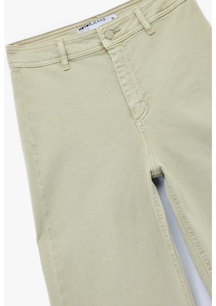 Yüksek Bel Düğmeli Cepli Rahat Kalıp Geniş Paça Denim Pantolon - Culotte Jeans