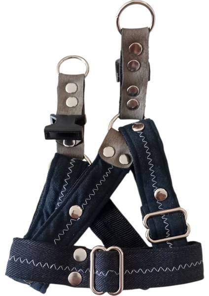 Köpek Göğüs Tasması Minik Irk Kot/deri Kombineli Göğüs ÖLÇÜSÜ:20-35CM Ayarlamalı Gt2-40