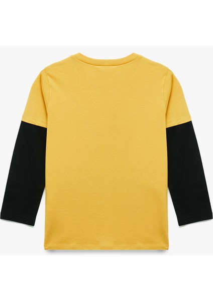 Uzun Kollu Bisiklet Yaka Araba Baskılı Pamuklu Tişört fiyatları