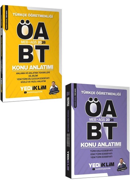Yediiklim 2026 Meb Ags Öabt Türkçe Öğretmenliği Anlama ve Anlatma Teknikleri ve Türk Halk Edebiyatı Konu Anlatımı Seti 2 Kitap