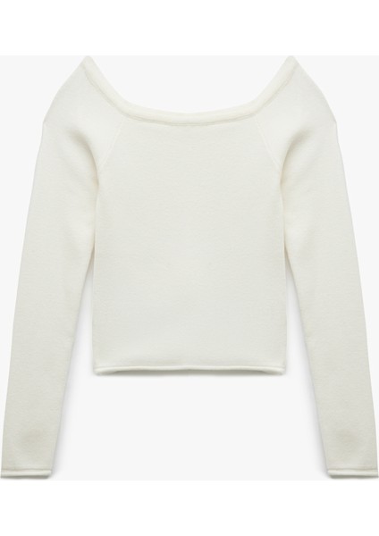 Uzun Kollu Kayık Yaka Triko Kazak modelleri