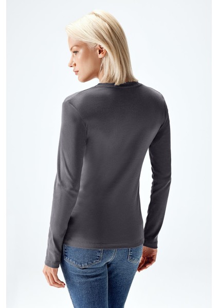 Kadın Uzun Kollu T-Shirt Füme Renk fiyatları