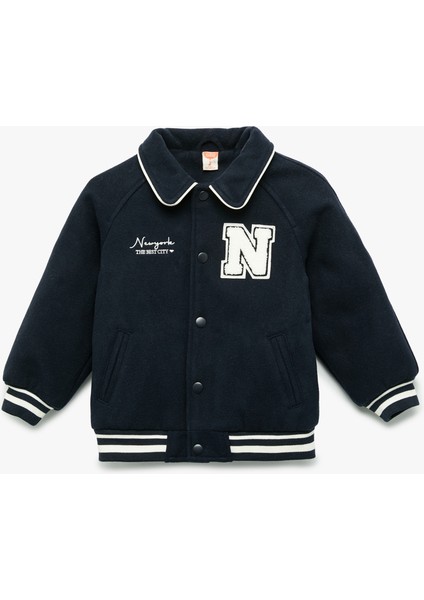 Uzun Kollu Aplikeli Bebe Yaka Kolej Ceket