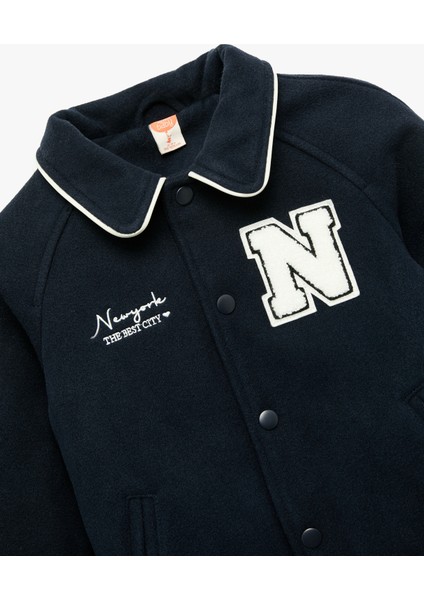 Uzun Kollu Aplikeli Bebe Yaka Kolej Ceket modelleri