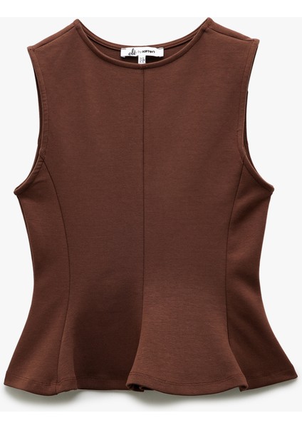 Pamuklu Slim Fit Bisiklet Yaka Volanlı Kolsuz Bluz modelleri