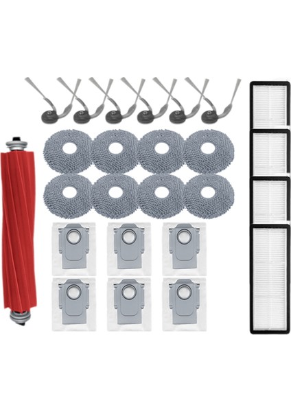 Roborock Qv 35A/QV 35S/QR 798/QR 598 Elektrikli Süpürge Yedek Parçaları Için 25 Adet Fırça Hepa Filtre Paspas Bezi Toz Torbası (Yurt Dışından)