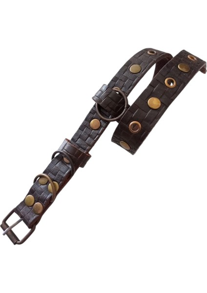 Köpek boyun tasması battal boy büyük ırk kahverengi deri boyun ölçüsü:25-50cm ayarlamalı dog collor T1-32