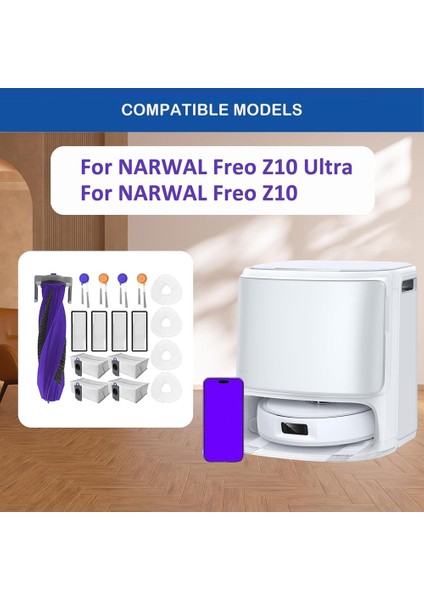 Narwal Freo Z10 Ultra/freo Z10 Robot Süpürge Parçaları Için 17 Adet Rulo Fırça Yan Fırça Paspas Ped Filtre Toz Torbası (Yurt Dışından) fiyatları