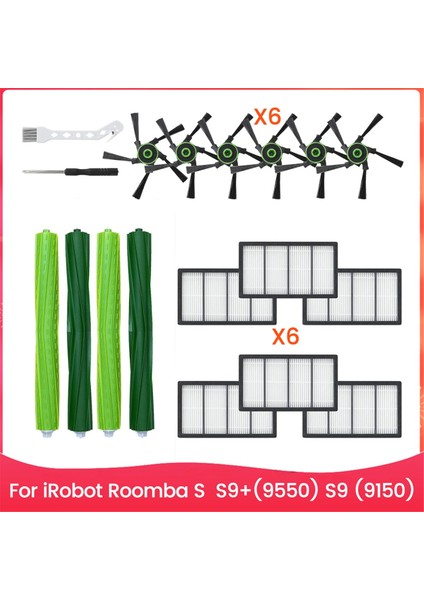 Irobot Roomba S Serisi S9+(9550) S9 (9150) Robot Süpürge Aksesuarları, Yedek Parçalar Ana Fırça Yan Fırça Filtreleri (Yurt Dışından)