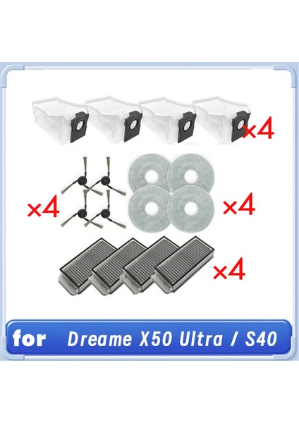 Dreame X50 ULTRA/S40 Enhanced Edition Süpürme Robotu Temizleyici Parçaları Için 16 Parça Yedek Ana Yan Fırça Paspas Filtresi (Yurt Dışından)