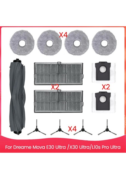 Dreame Mova E30 Ultra / X30 Ultra / L10S Pro Ultra Elektrikli Süpürge, Aksesuar Seti ve Fırça Filtrelerine Uygun Yedek Parçalar (Yurt Dışından)