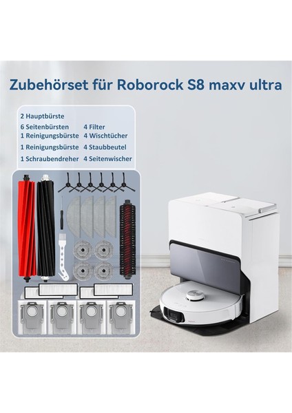 Roborock S8 Maxv Ultra/s8 Max Ultra Aksesuarları, Ana Fırçalar, Yan Fırçalar, Filtreler, Mendiller, Toz Torbaları (Yurt Dışından) modelleri