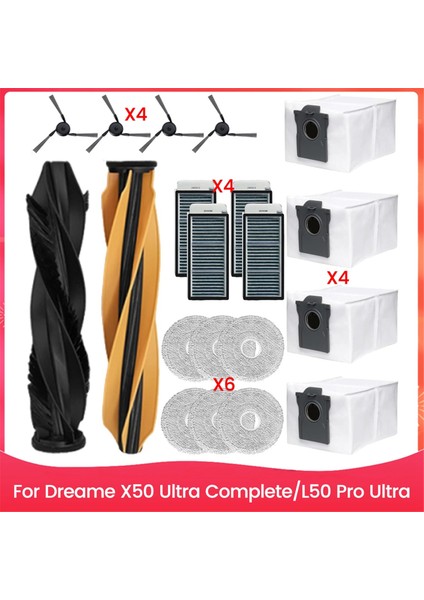 Dreame X50 Ultra COMPLETE/L50 Pro Ultra Elektrikli Süpürge Ana Yan Fırça Hepa Filtreler Paspas Pedleri Toz Torbaları (Yurt Dışından)