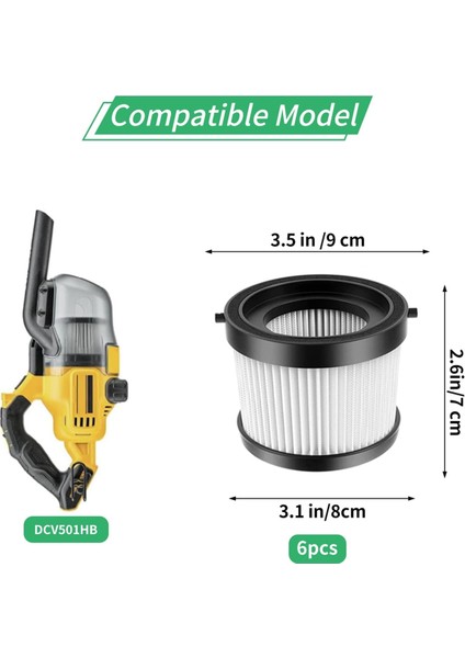 Dewalt 20V Kablosuz El Süpürgesi Için 6'lı Paket DCV501HB DCV5011H Süpürge Filtreleri, Parça DCV5011H ile Karşılaştırıldı (Yurt Dışından) fiyatları