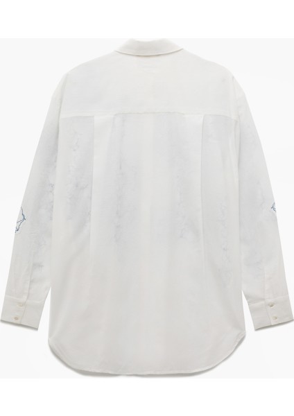 Pamuklu Uzun Kollu Gömlek Yaka Işlemeli Çiçekli Tunik fırsatları