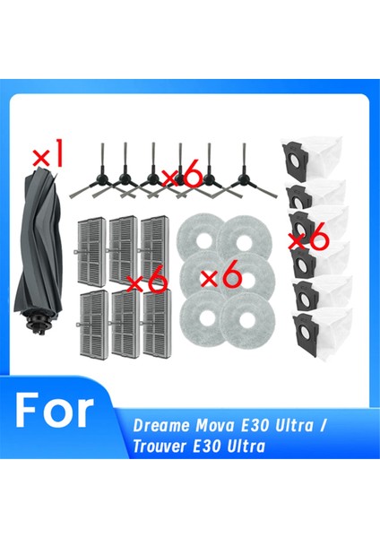 Dreame Mova E30 Ultra / Trouver E30 Ultra Süpürme Robotu Temizleyici Parçalarının Değiştirilmesi Için 25 Parça (Yurt Dışından)