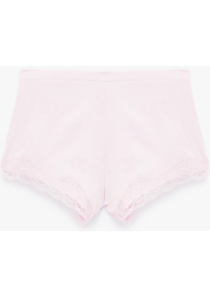 Dantel Detaylı Saten Şort Pijama Altı