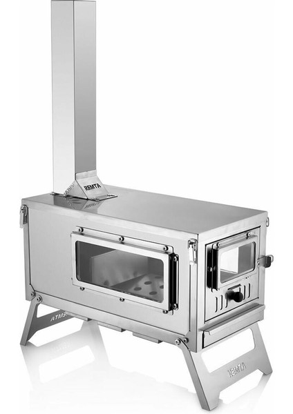 Paslanmaz Çelik Kuzineli Kamp Sobası