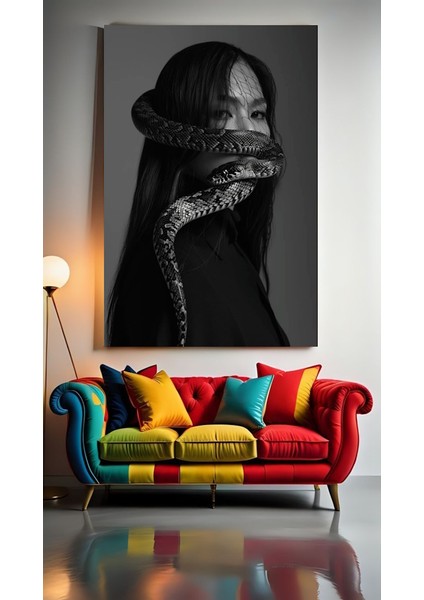 Kadına Sarılan Yılan V1 Ev Duvar Salon Güzellik Salonu Ofis Dükkan Dekarasyon Kanvas Tablo