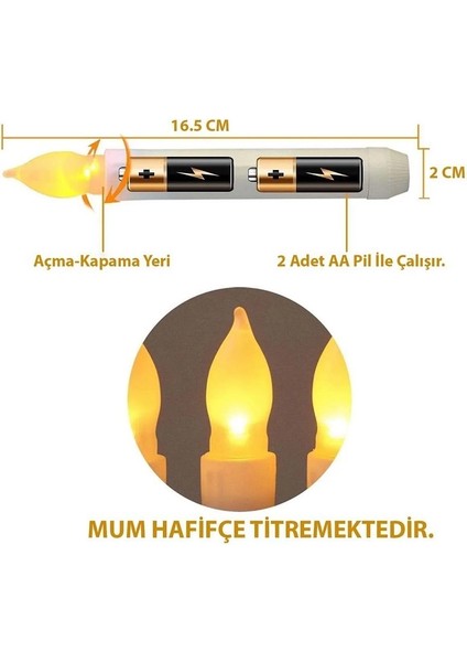 Dekoratif LED Mum Titreyen 12 Adet Alevsiz Konik Şekilli Uzaktan Kumandalı fiyatları