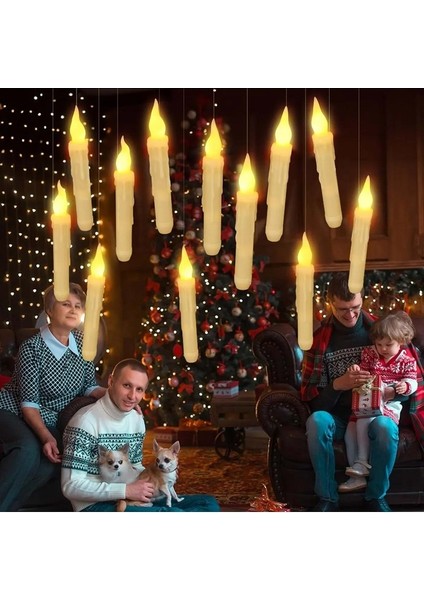 Dekoratif LED Mum Titreyen 12 Adet Alevsiz Konik Şekilli Uzaktan Kumandalı fırsatları