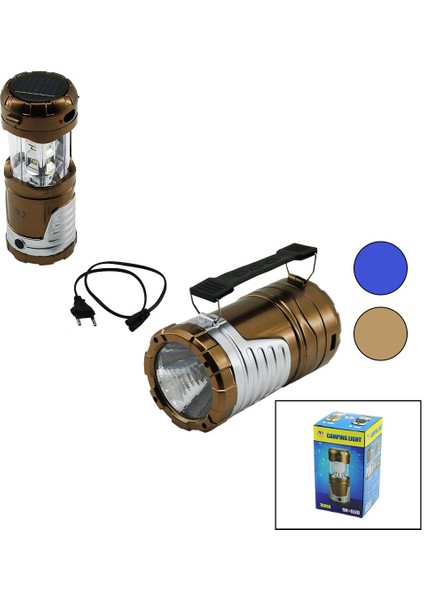 2ın1 1W+12LED Solar - Fiş Şarjlı Löküs Model Kamp Lamba Fener-Powerbankplastik Tutma Kulp (5224)