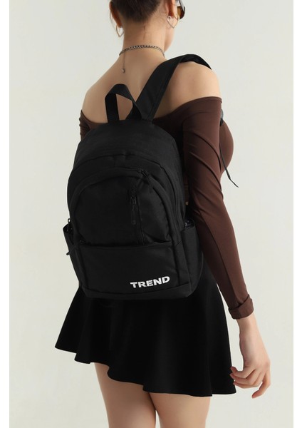 Siyah Yazı Detay Bol Gözlü Kadın Sırt Çantası fiyatları