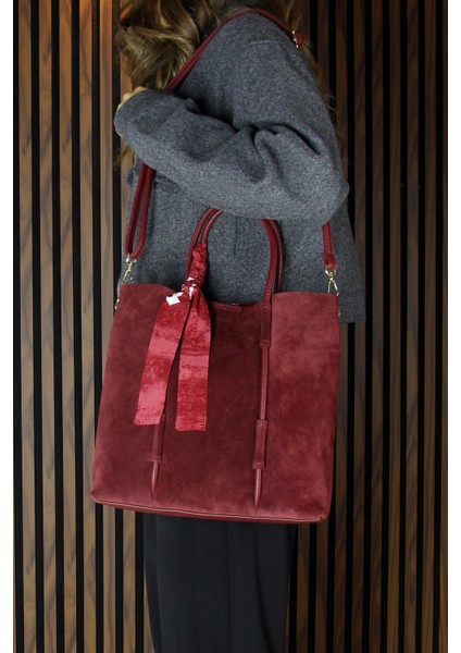 Bordo Hakiki Dana Süet Manyetik Kapaklı Fermuarlı Iç Cepli Askılı Büyük Boy Günlük Omuz Çantası indirimleri