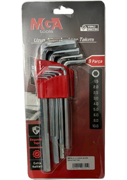 9 Parça Uzun L Allen Anahtar Takımı/seti