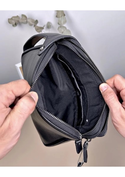 Hakiki Deri El Tutmalı Çift Fermuarlı Erkek El Çantası 2101