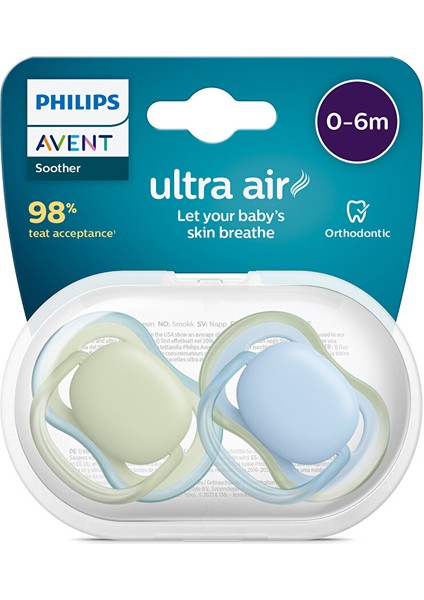 Ultra Air Emzik 0-6 Ay, 2'li Paket, Unisex 1 Adet