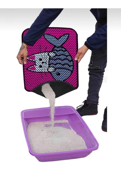 Elekli Tuvalet Önü Desenli Kedi Kumu Paspası | 45X60 cm Kum Toplayıcı Mat fırsatları