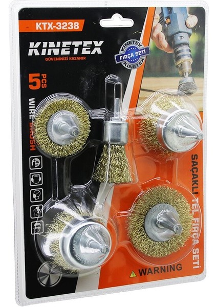 5pcs Saçaklı Çelik Tel - Çanak Fırça Seti KTX-3238 (5224)