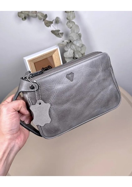 Hakiki Deri El Tutmalı Çift Fermuarlı Erkek El Çantası 2101