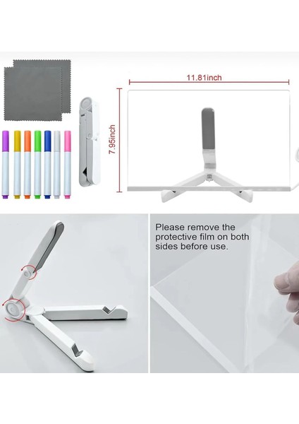 12 Inc LED Işıklı Çizim Tahtası Ayarlanabilir Stant ve Kalemleri Ile