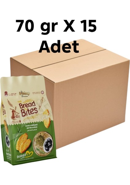 Ekmek Kıtırı 1 Koli Zeytin ve Kekikli 70 Gr. x 15 Adet