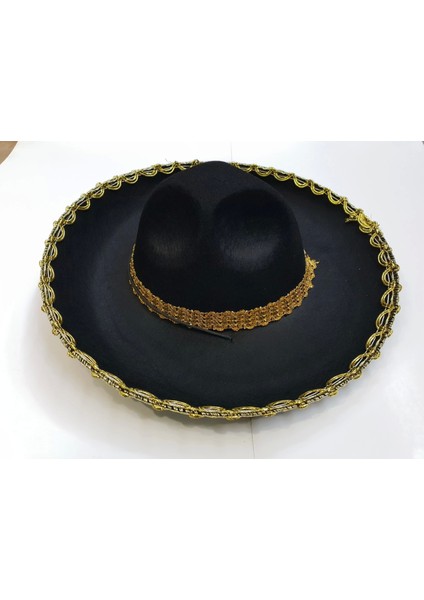 Altın Renk Şeritli Meksika Mariachi Latin Şapkası 55 cm Çocuk modelleri