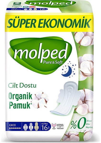 Pure&soft Süper Ekonomik Paket Gece Hijyenik Ped 16 Adet 1 Adet