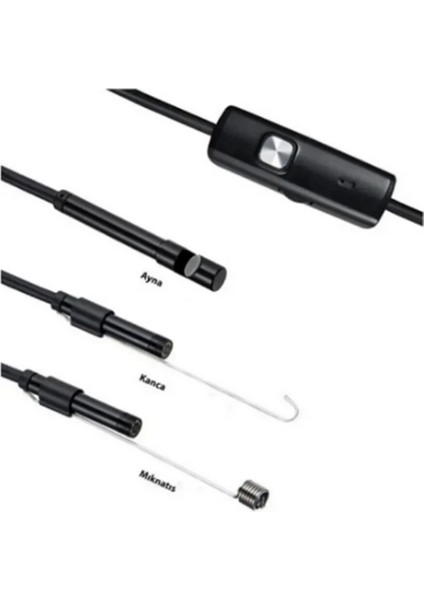 Endoskop Yılan Video Kamera Led’li 5 Metre 7 mm Sert Kablo Yüksek Kaliteli Stereo