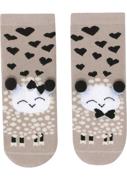 Bebek Sevimli Kuzucuk Desenli Soket Çorap Bej modelleri