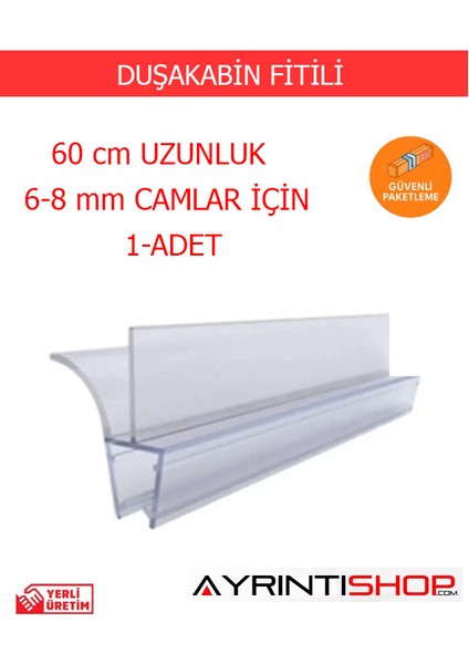 Ayrıntıshop Duşakabin Kapı Çift Taraflı Alt Suluk Fitil 6mm - 8 mm Cam Lar Için