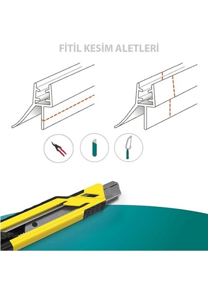 Ayrıntıshop Duşakabin Kapı Çift Taraflı Alt Suluk Fitil 6mm - 8 mm Cam Lar Için
