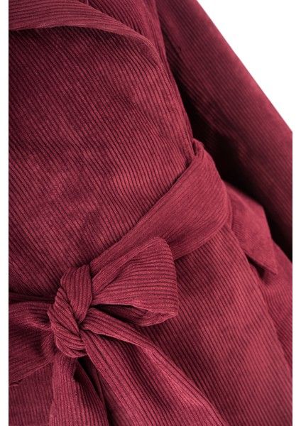 Fitilli Kadife Beli Kuşaklı Ceket