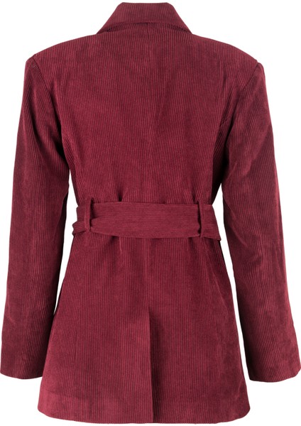 Fitilli Kadife Beli Kuşaklı Ceket