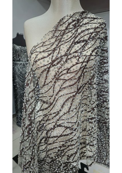 Taş Sim Işlemeli Transparan Tül,taşlı Tül Kumaş Şık Geceabiye Elbisekumaş fiyatları