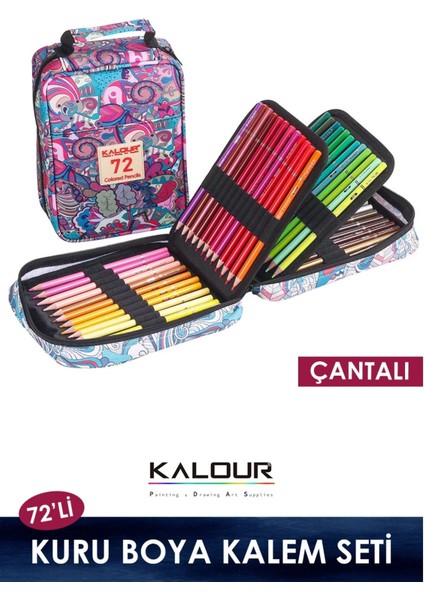 Kuru Boya Kalem Seti 72 Renk, Çantalı (Defter+Kalemtraş Hediyeli)