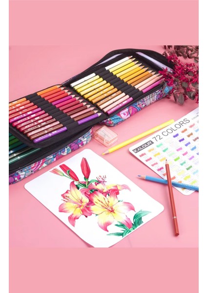 Kuru Boya Kalem Seti 72 Renk, Çantalı (Defter+Kalemtraş Hediyeli) fiyatları